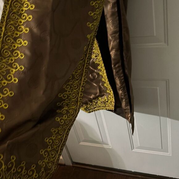 Women's Kirat Brown/ Green Special Occasion Dress, Coat, and Headpiece. - Picture 7 of 16